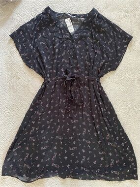 NWT Black Tie-Waist knee length Dress